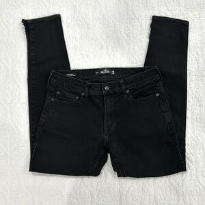 Distressed Hollister Distressed Super Skinny Black Jeans Size 30